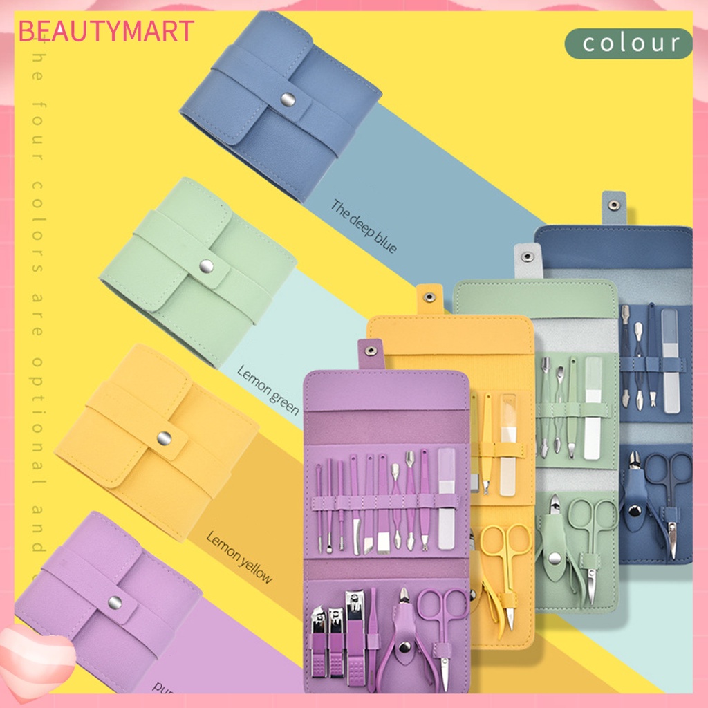 Túi 16 Dụng Cụ Làm Móng Bằng Thép Không Gỉ Độ Cứng Cao Có Thể Gấp Gọn Tiết Kiệm Sức Khỏe