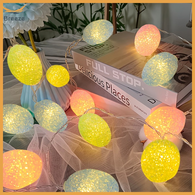 Dây Đèn Led 3M 20 Bóng 8 Chế Độ Điều Khiển Từ Xa Hình Quả Trứng Phục Sinh Nhiều Màu Sắc Kèm Chức Năng Hẹn Giờ