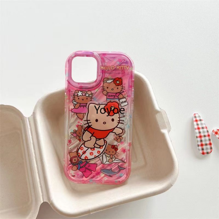 Ốp Điện Thoại Màu Hồng Gradient Hình Mèo KT Cho iPhone 11 13 14 Pro Max 12 Pro XS Max XR X 8 7 14 Plus SE