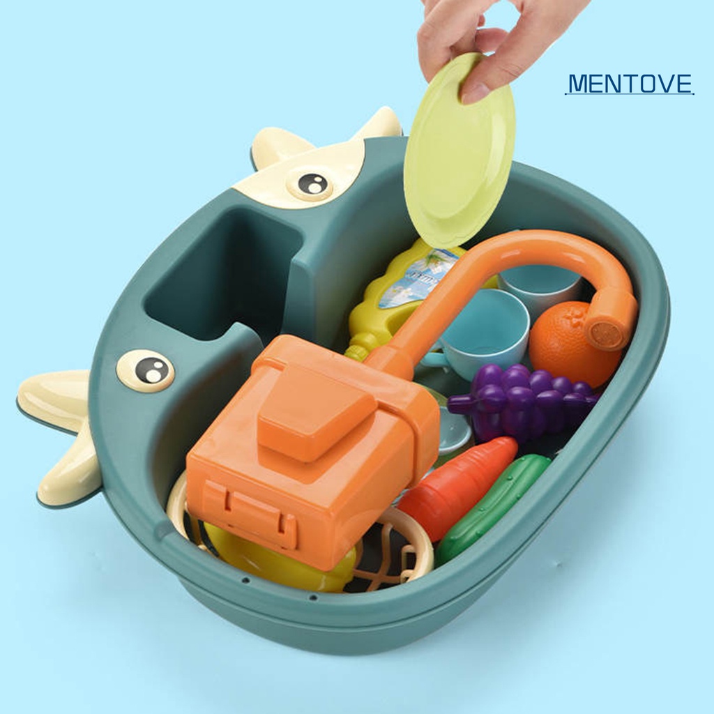 1 Bộ Đồ Chơi Bồn Rửa Chén Bằng Nhựa Tự Động Xoay 180 Độ Cho Bé
