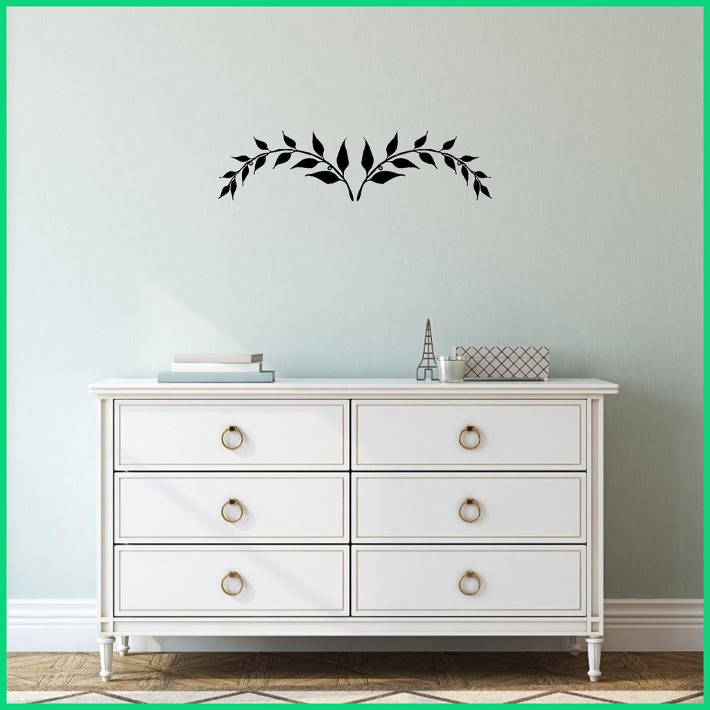 Set 2 Phụ Kiện Treo Tường Trang Trí Hình Lá Cây Màu Đen Bằng Sắt