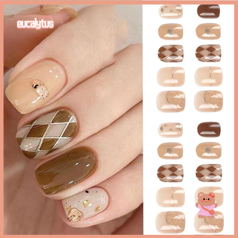 Set 24 Móng Tay Giả Dạng Nhấn Phong Cách Pháp DIY