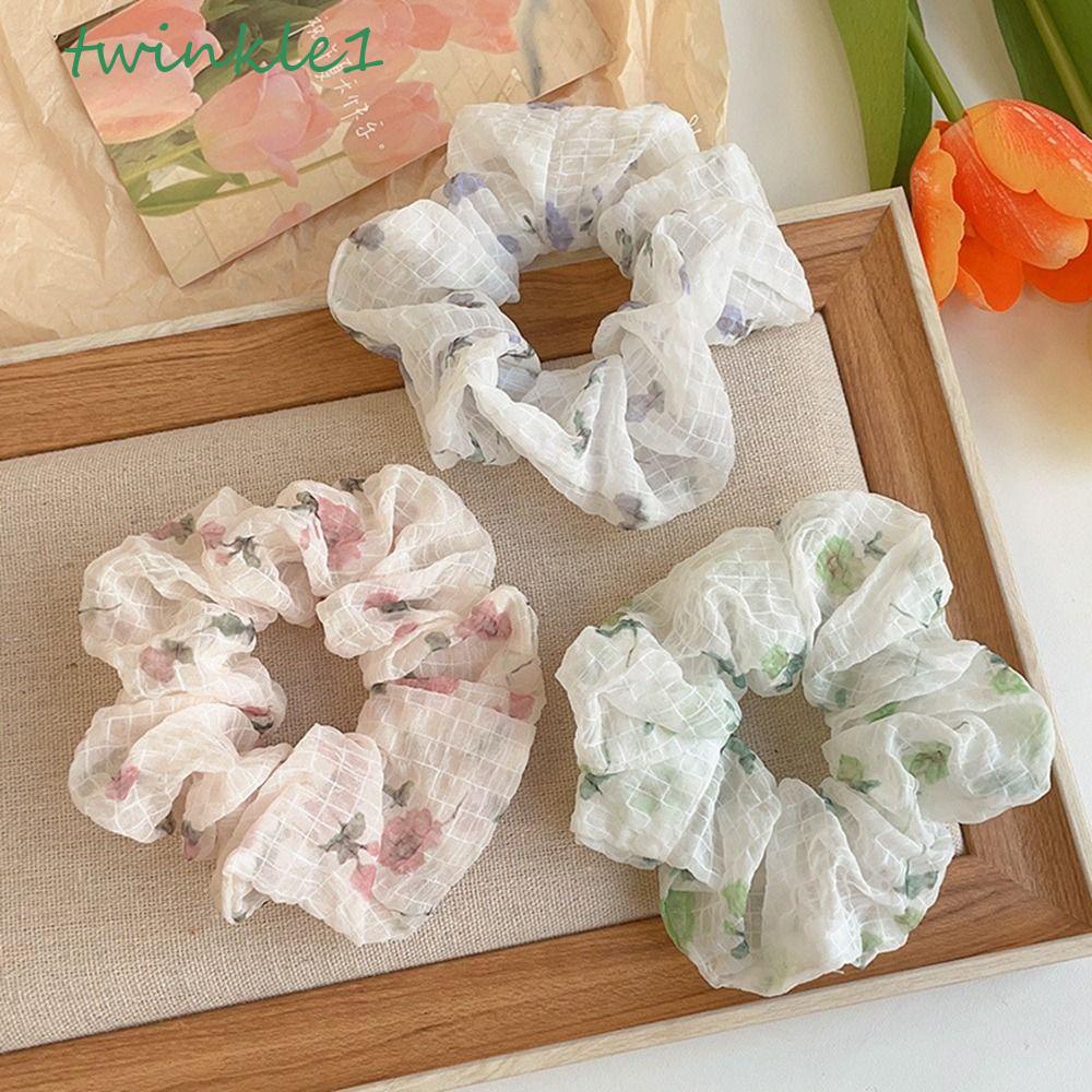 Dây Buộc Tóc Vải Gạc In Hoa Cỡ Lớn Phong Cách Hàn Quốc Cho Nữ