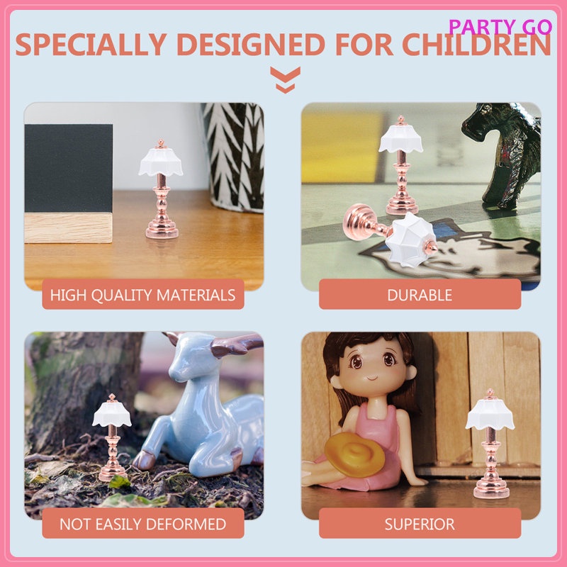 Bộ 2 Mô Hình Đèn Bàn Bằng Sắt Trang Trí Nhà Búp Bê