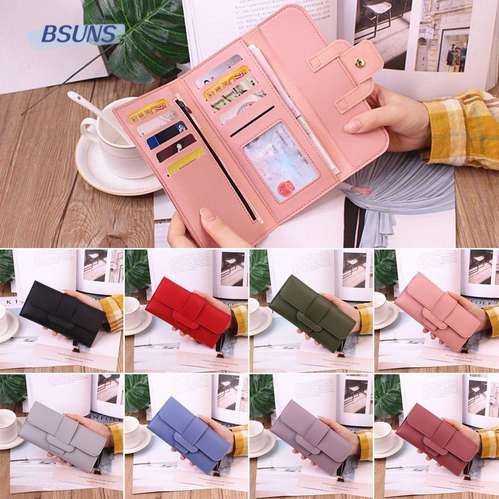 Ví Da PU Cầm Tay Dạng Gập Dài Có Ngăn Đựng Điện Thoại / Tai Nghe