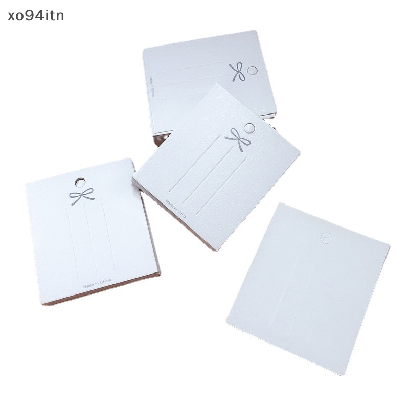 Set 50 Thẻ Giấy Trưng Bày Kẹp Tóc Hình Nơ Màu Trắng