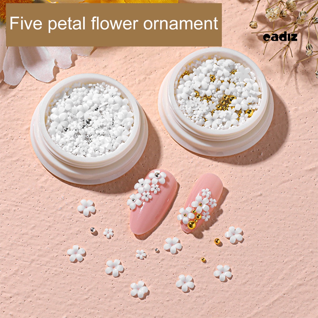 1 Hộp Nhãn Dán Móng Tay CADI 5 Bông Hoa Bằng Nhựa Resin DIY