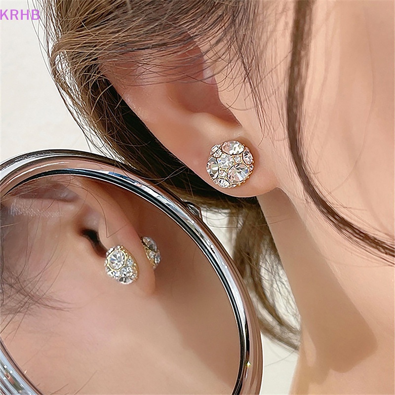 1 / 1 Đôi Khuyên Tai Đính Đá Zircon Hồng Thanh Lịch Dành Cho Nữ Mới