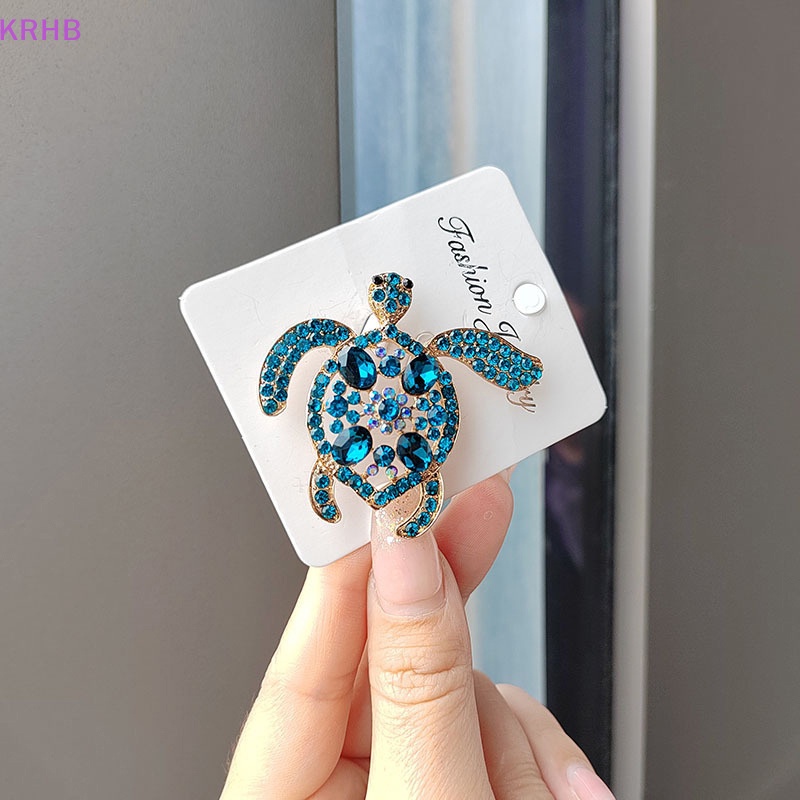 Ghim Cài Áo Hình Rùa Biển Đính Đá Pha Lê Phong Cách Vintage Thời Trang Cho Nữ Mới