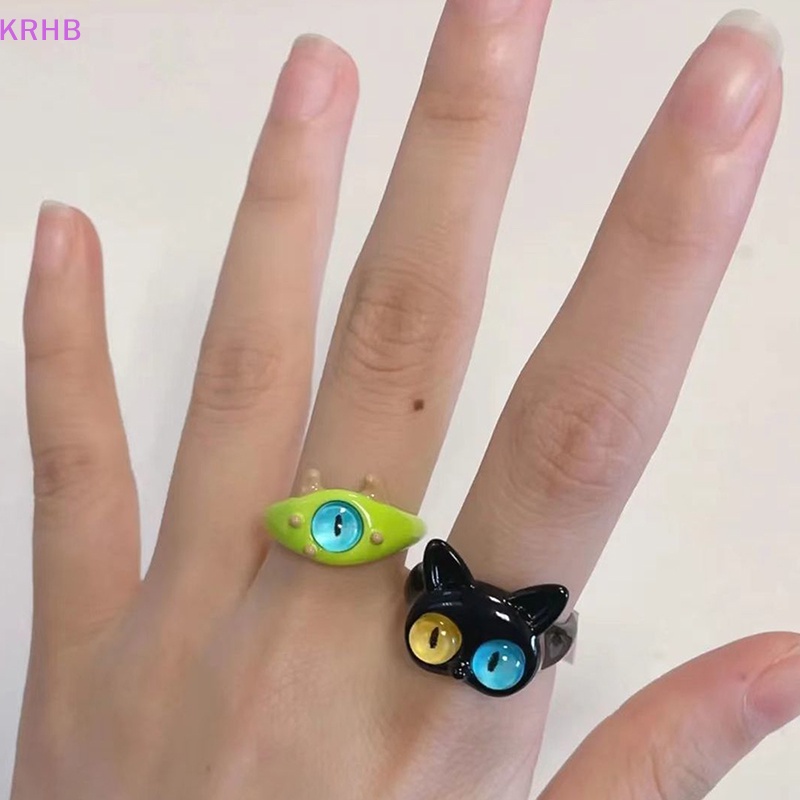 Nhẫn Hình Mèo Đen Mắt To Vui Nhộn Thời Trang Cho Nữ Mới