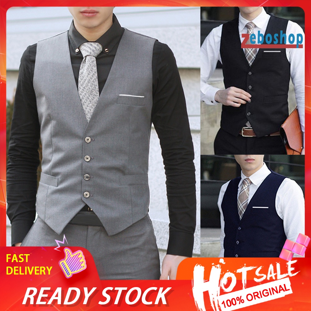 Áo Ghi Lê Không Tay Cổ V 4 Nút Thời Trang Nam Lịch Lãm