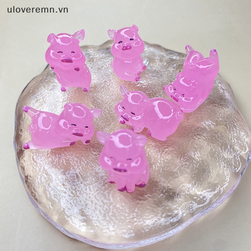 Đồ Chơi Hình Chú Heo Bằng Nhựa Resin Màu Dạ Quang Dễ Thương Dùng Trang Trí DIY