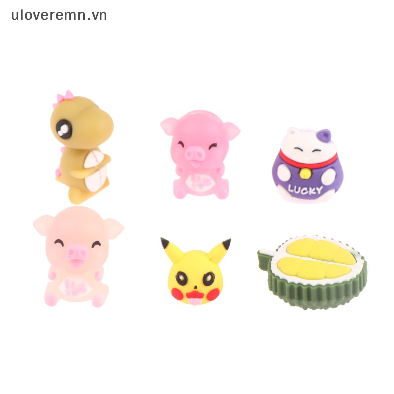 Set 10 Nắp Đậy Bút Chì Bằng Silicon Họa Tiết Hoạt Hình Dễ Thương