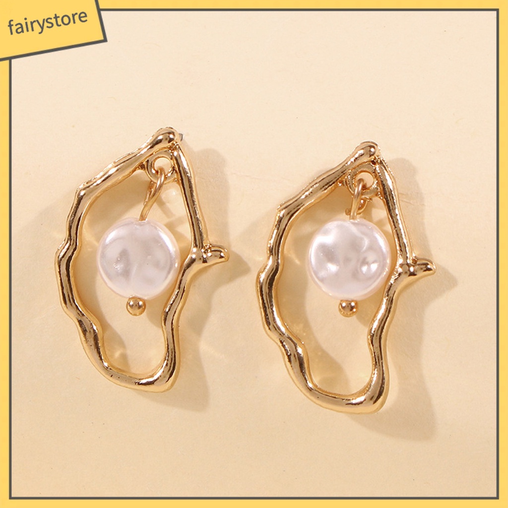 1 Đôi Bông Tai Thả Lủng Lẳng Đính Hạt Giả Ngọc Trai Thời Trang Mặc Hàng Ngày