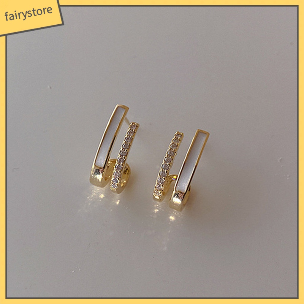 [FRO] 1 Đôi Bông Tai Thanh Dọc Dát Đá Zircon Nhẹ Nhàng Thủ Công Mỹ Nghệ Hàng Ngày Cho Nữ