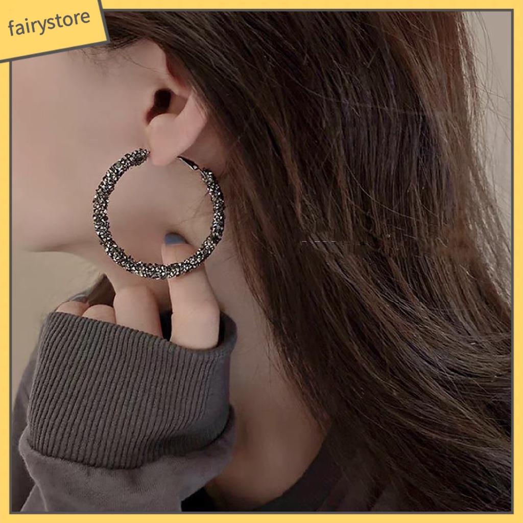 1 Đôi Bông Tai Đính Đá Lấp Lánh Thời Trang Dành Cho Nữ
