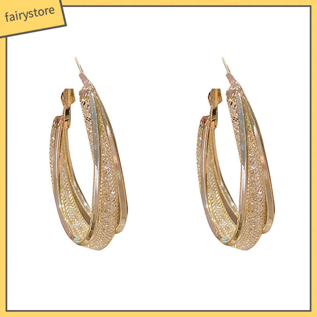 1 Đôi Bông Tai Tròn Màu Sắc Tương Phản Lấp Lánh Chất Lượng Cao