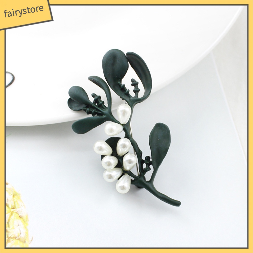 Ghim Cài Áo Hình Lá Đính Ngọc Trai Nhân Tạo Cho Nữ