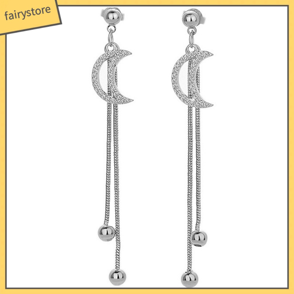 1 Đôi Bông Tai Tua Rua Mạ Điện Đính Đá Lấp Lánh Chống Trầy