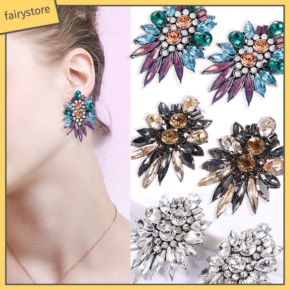 Bông Tai Đính Đá Pha Lê Giả Thời Trang Dành Cho Nữ