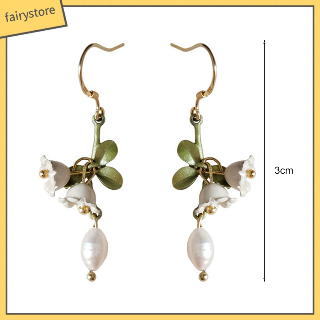 1 Đôi Bông Tai Hình Hoa Tulip Đính Ngọc Trai Nhân Tạo Thời Trang