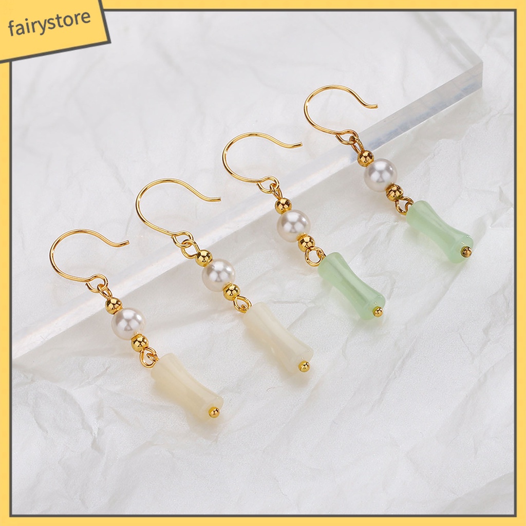 [FRO] 1 Đôi Bông Tai Móc Xỏ Hạt Ngọc Trai Giả Phong Cách Trung Quốc