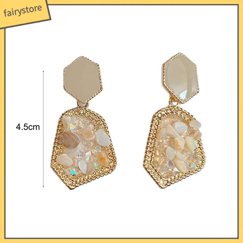 Khuyên Tai Dáng Dài Đính Đá Tự Nhiên Phong Cách Retro Thanh Lịch