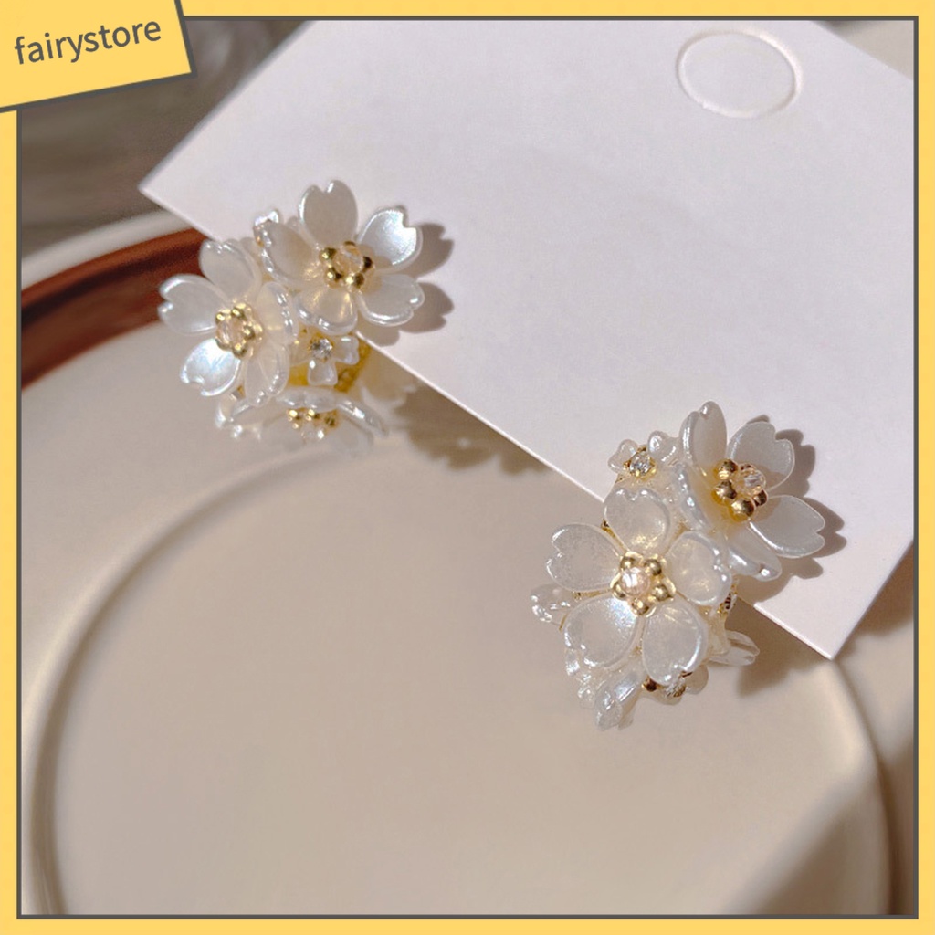 1 Đôi Bông Tai Hình Cánh Hoa Anh Đào Tròn Không Gây Kích Ứng Trang Trí Tai Dành Cho Cô Dâu