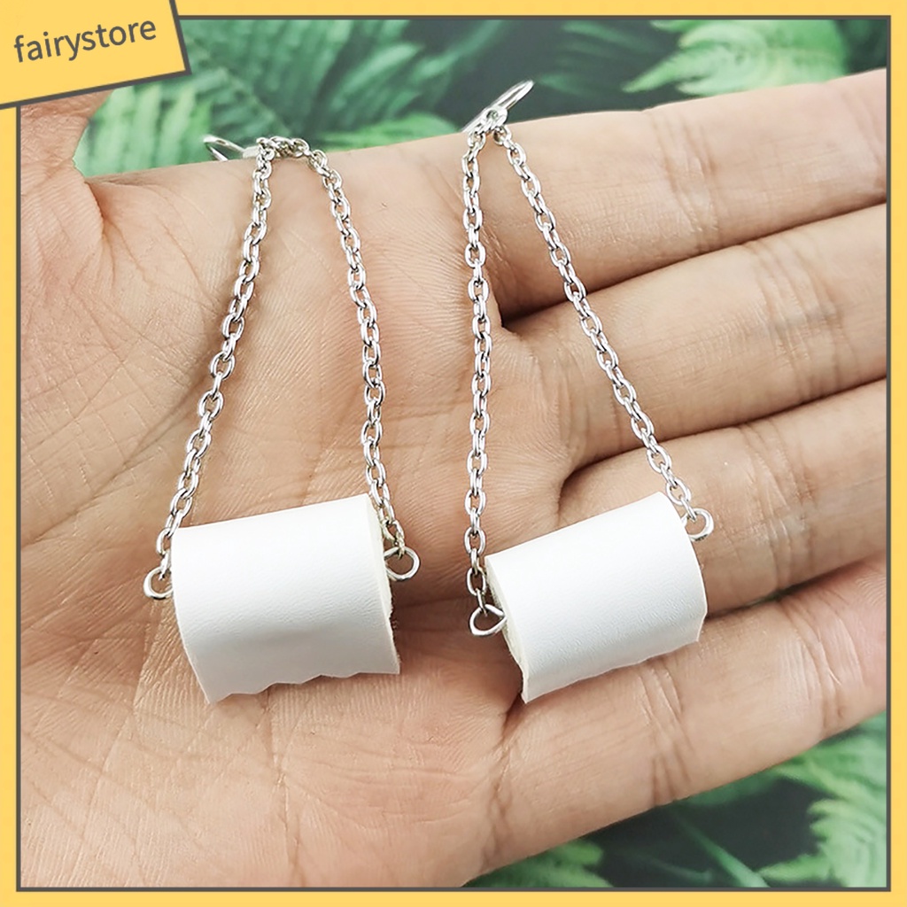 [FRO] Khuyên Tai Thả Hình Cuộn Toilet Bằng Giả Da Tinh Tế Cho Nữ Cuộc Sống Hàng Ngày