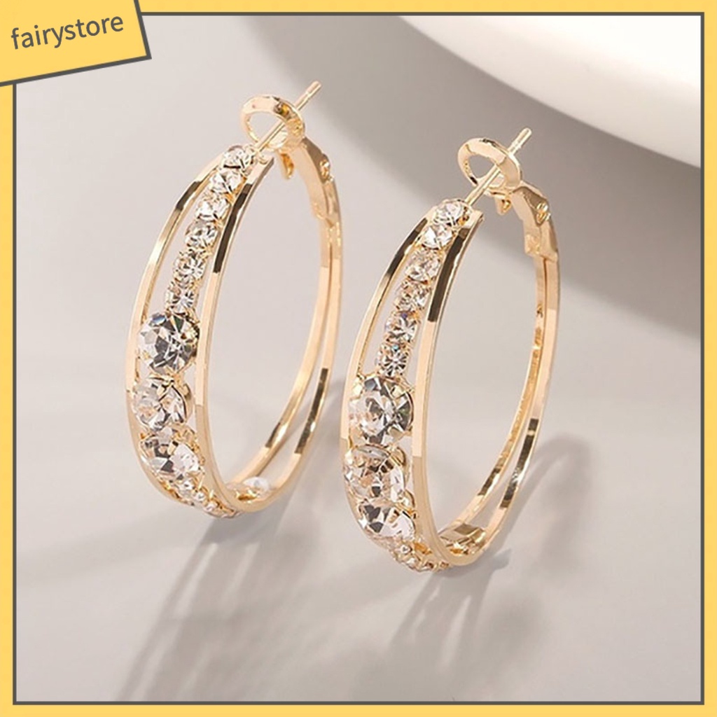 Bông Tai Tròn Đính Đá Lấp Lánh Quyến Rũ Dành Cho Nữ