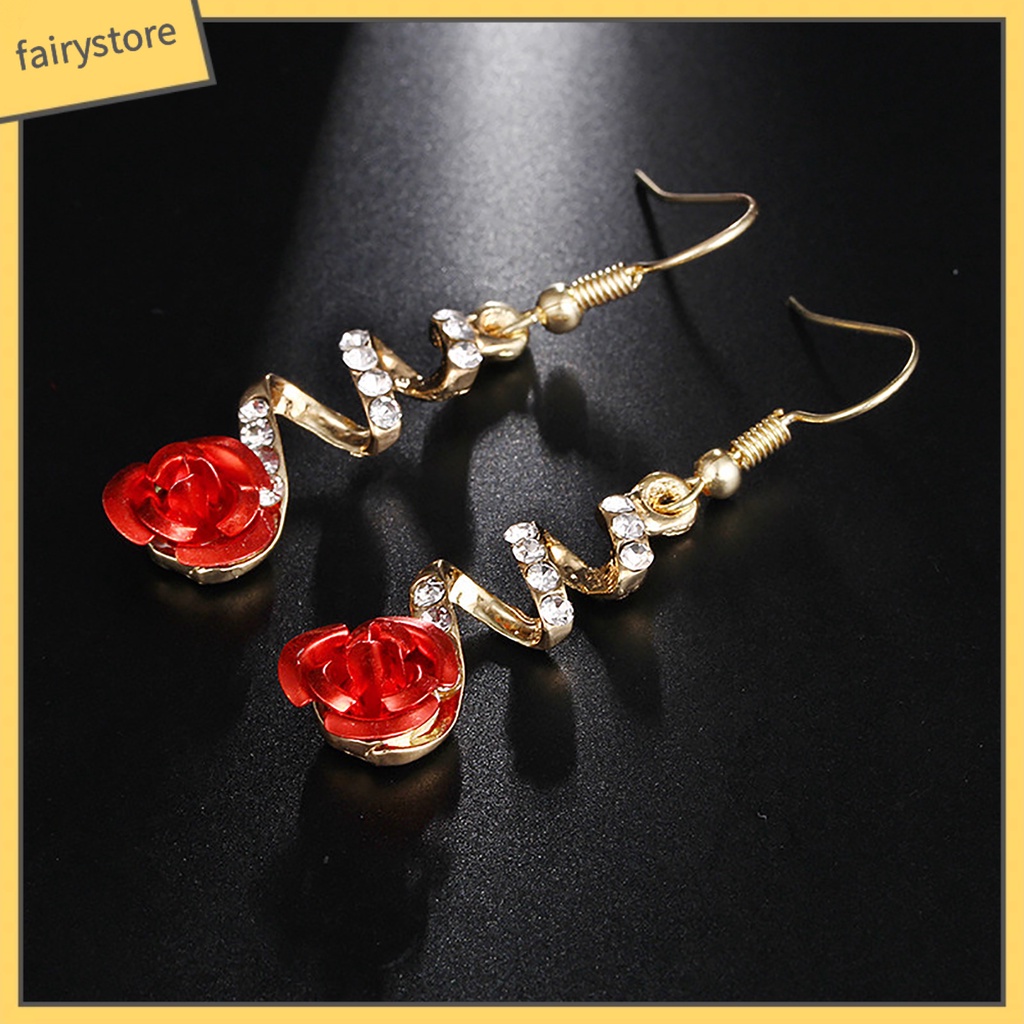 1 Đôi Bông Tai Hình Hoa Hồng Dạng Xoắn Ốc Thanh Lịch Dành Cho Nữ