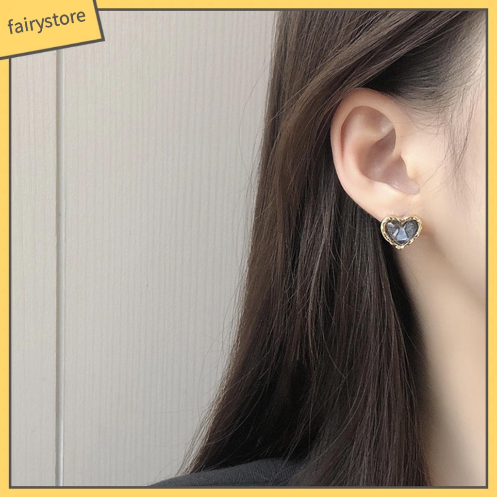 1 Đôi Bông Tai Hình Trái Tim Mạ Điện Phong Cách Hàn Quốc Dành Cho Nữ