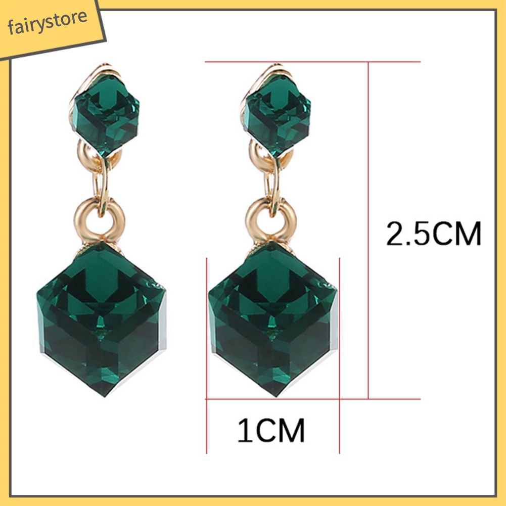 Bông Tai Hình Khối Lập Phương Đính Đá Thời Trang Dành Cho Nữ