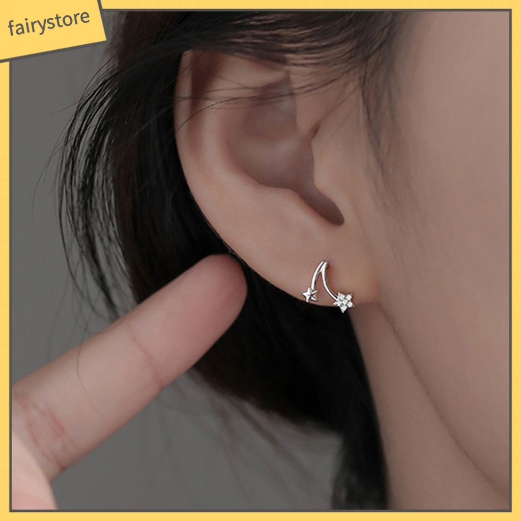 1 Đôi Bông Tai Hình Ngôi Sao Năm Cánh Đính Đá Màu Sắc Ngọt Ngào