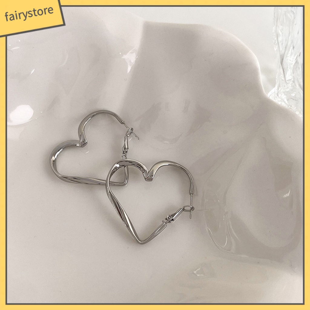 1 Đôi Bông Tai Hình Tròn / Trái Tim Thời Trang Quyến Rũ Cho Nữ