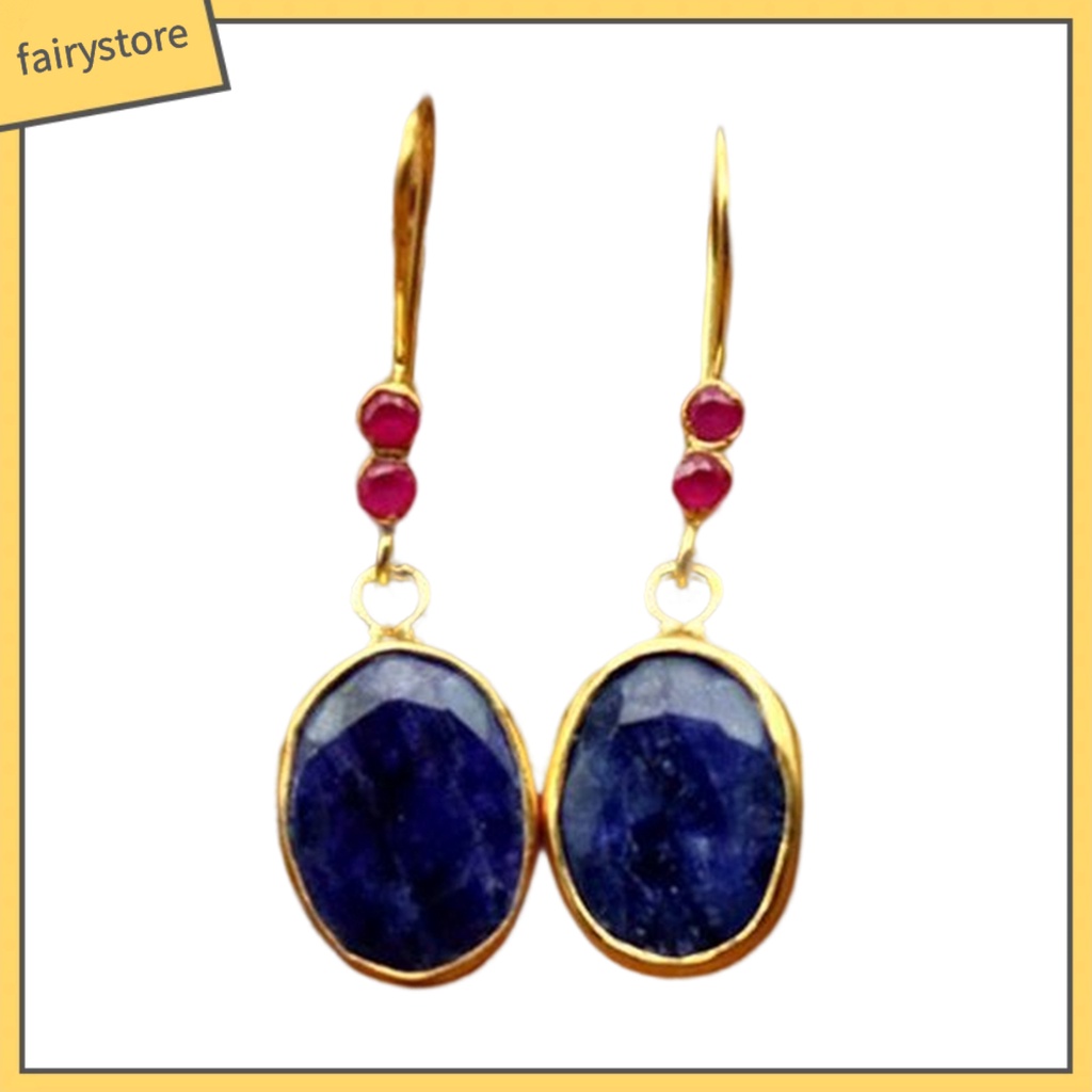 1 Đôi Bông Tai Hình Oval Đính Đá Phong Cách Bohemian Cổ Điển Dành Cho Nữ