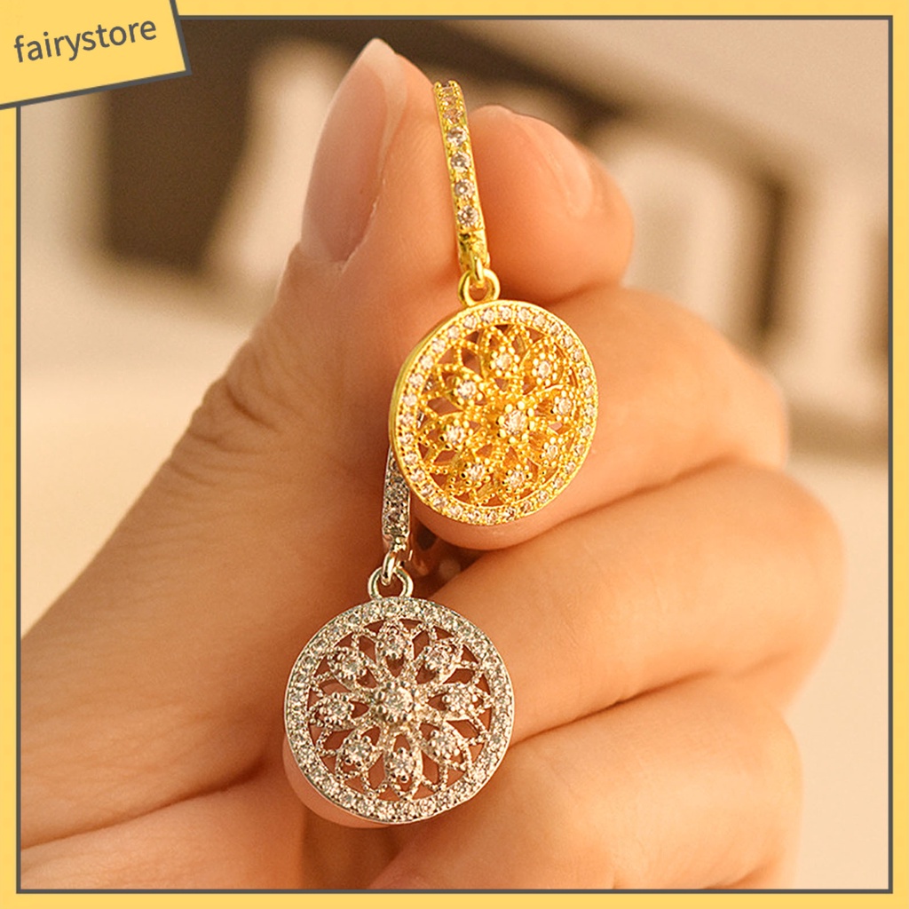 1 Đôi Bông Tai Hình Dreamcatcher Đính Đá Lấp Lánh Dành Cho Nữ