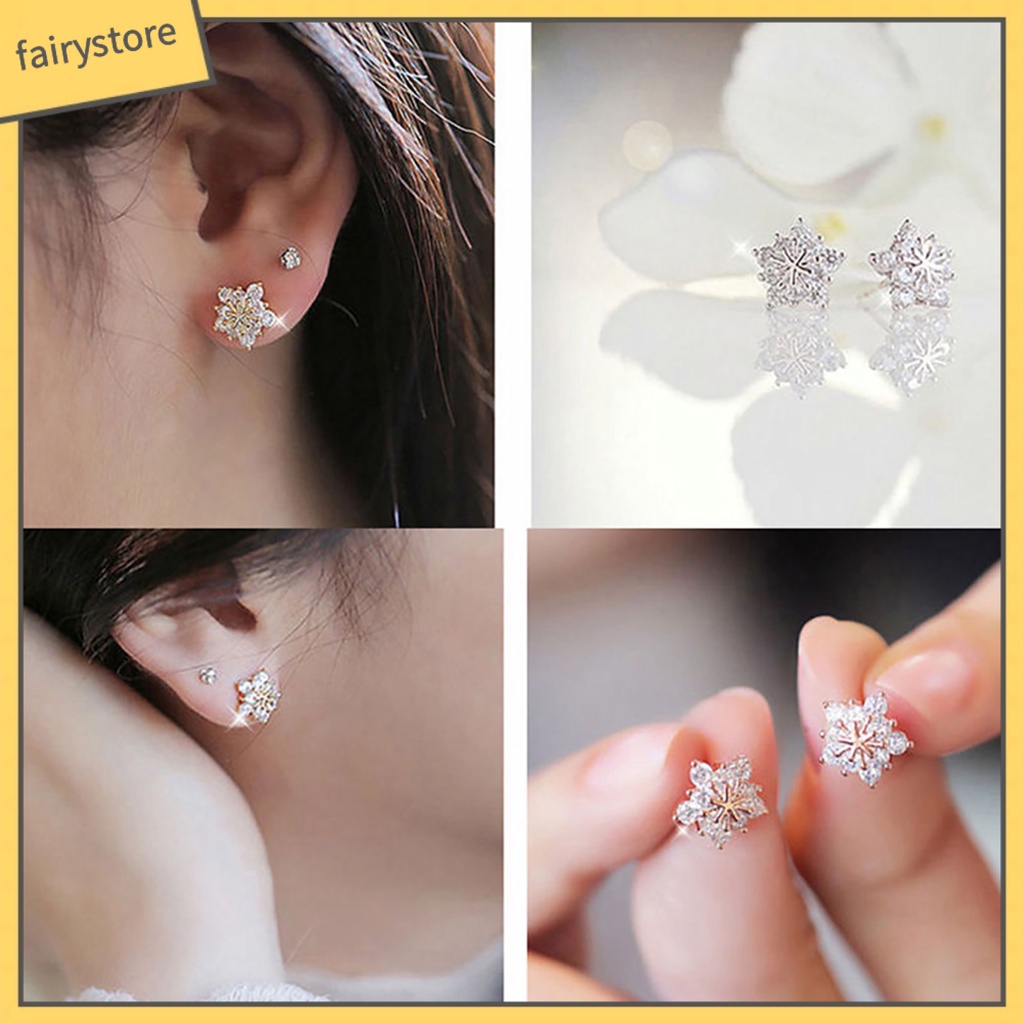 1 Đôi Bông Tai Hình Bông Tuyết Thanh Lịch Dành Cho Nữ