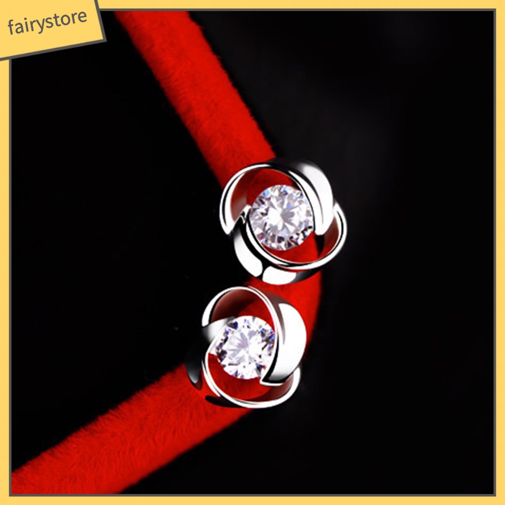 Bông Tai Mạ Bạc Đính Đá Phong Cách Cổ Điển Cho Nữ