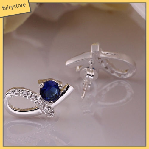 Khuyên Tai Mạ Bạc Đính Đá Zircon Thanh Lịch Cho Nữ