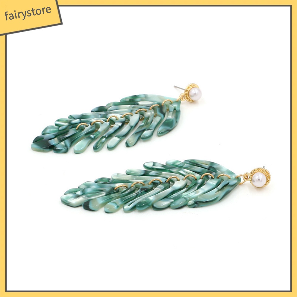 Bông Tai Hình Chiếc Lá Bằng Resin Phong Cách Bohemian Dành Cho Nữ