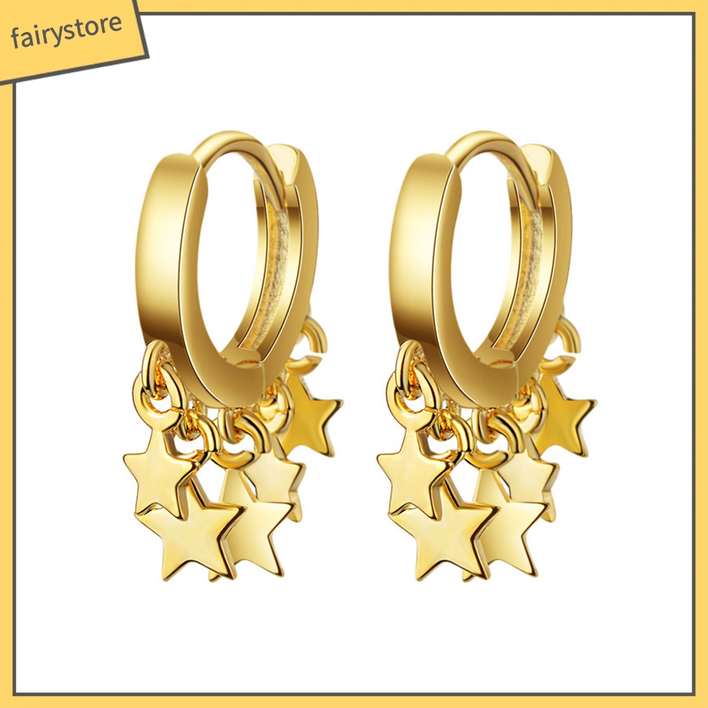 Khuyên Tai Dạng Vòng Thả Tua Rua Hình Ngôi Sao Thời Trang Cho Nữ