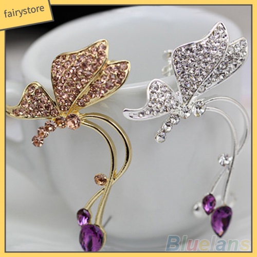 1 Bông Tai Hình Bướm Đính Pha Lê Trang Nhã Dành Cho Nữ