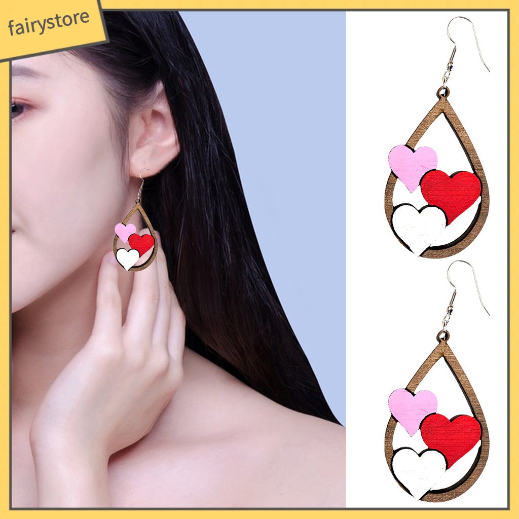 1 Đôi Bông Tai Hình Giọt Nước Bằng Gỗ Nhiều Màu Thời Trang Cho Nữ