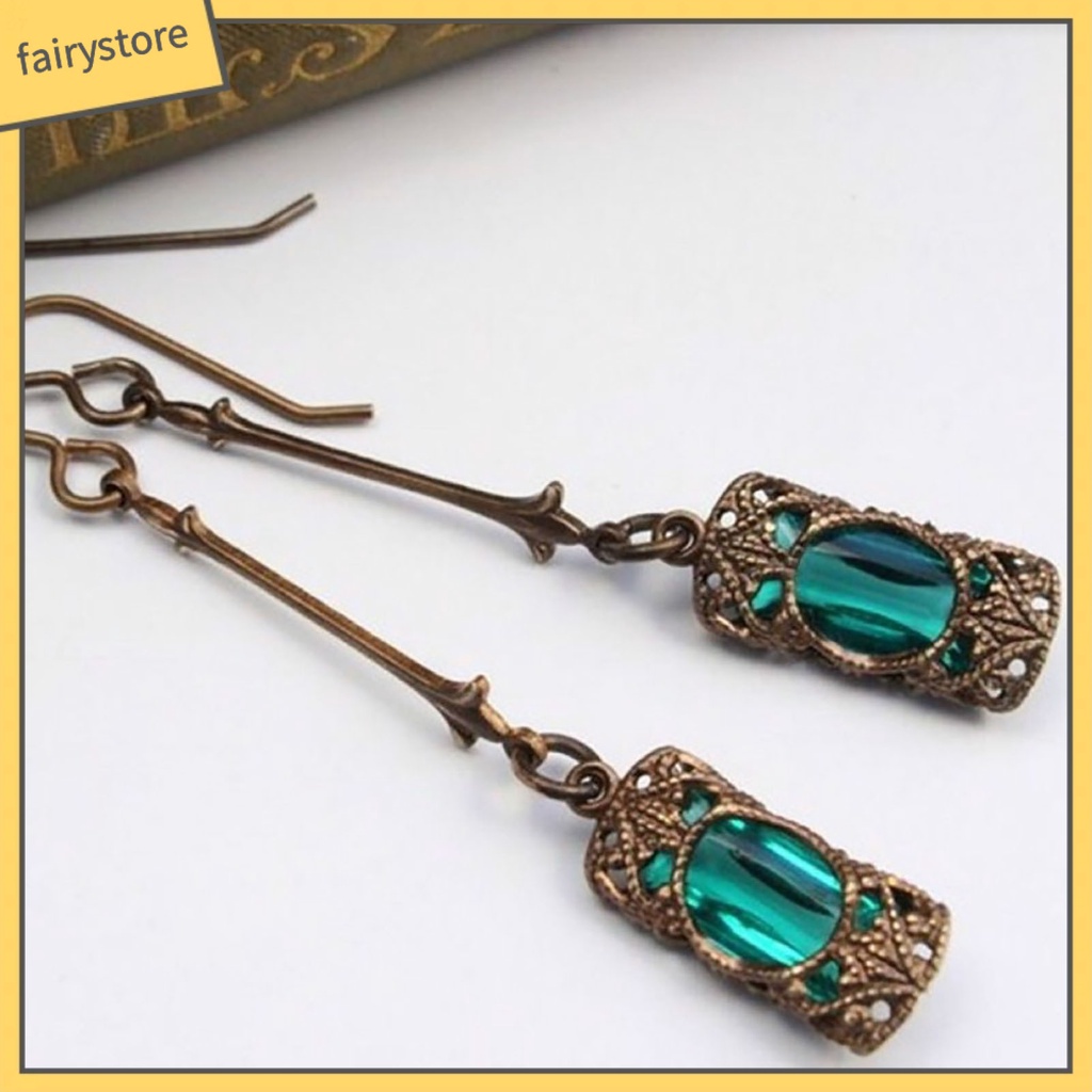 1 Đôi Bông Tai Dài Đính Đá Zircon Lấp Lánh