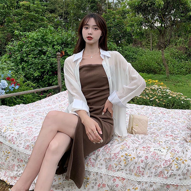 Mfc Đầm Midi Hai Dây Mỏng Mùa Hè Gợi Cảm Cho Nữ WTD