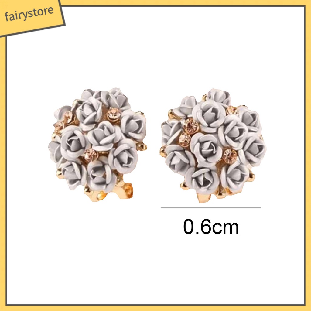 Bông Tai Hình Hoa Hồng Đính Đá Bằng Hợp Kim Tinh Tế Thời Trang Dự Tiệc