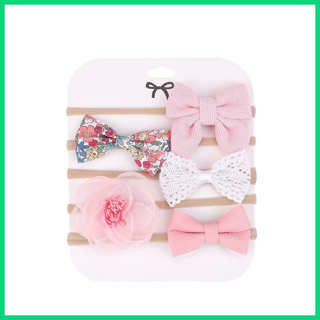 Set 5 Băng Đô Nylon Mềm Co Giãn Cho Bé Gái