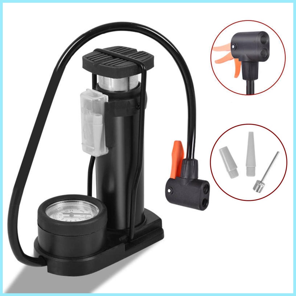 Ống Bơm Hơi Đạp Chân Di Động Bằng Hợp Kim Nhôm Có Đồng Hồ Đo Áp Suất Cho Xe Đạp / Bóng Rổ