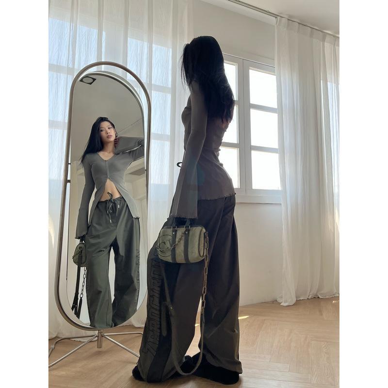 Áo Kiểu Tay Loe Cổ Chữ V Phối Khóa Kéo Thời Trang Mùa Hè Cho Nữ